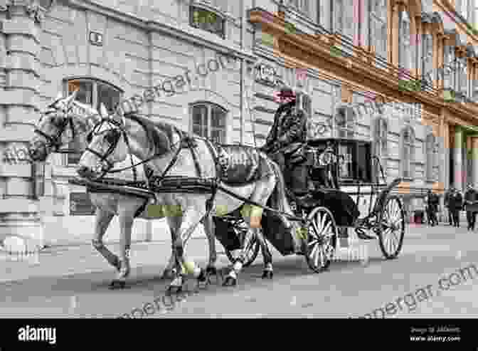 A Bustling Street In Vienna, Filled With Horse Drawn Carriages And People Of All Walks Of Life. In The Shadow Of Saint Stephen