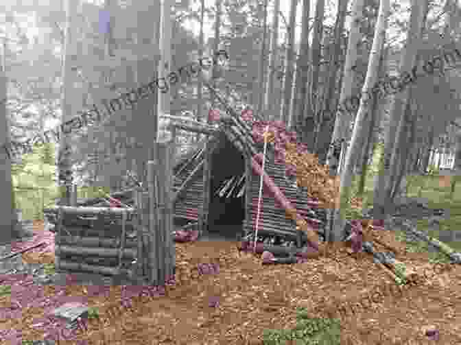 A Man Building A Shelter In The Wilderness With An Axe And Logs Surviving Off Off Grid Michael Bunker