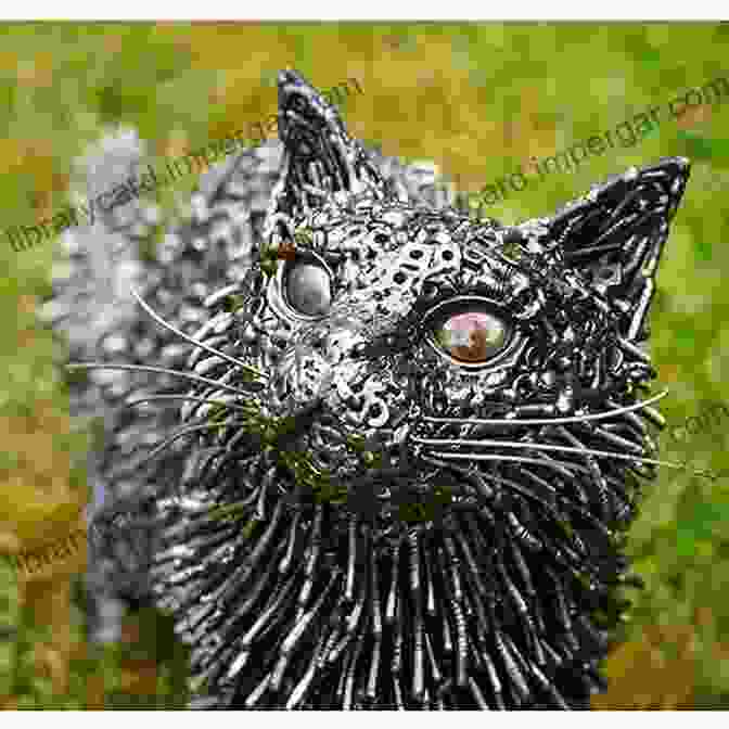 A Sleek Black Metal Cat Sculpture With Iridescent Green Eyes Metal Cats Alexandra Crockett