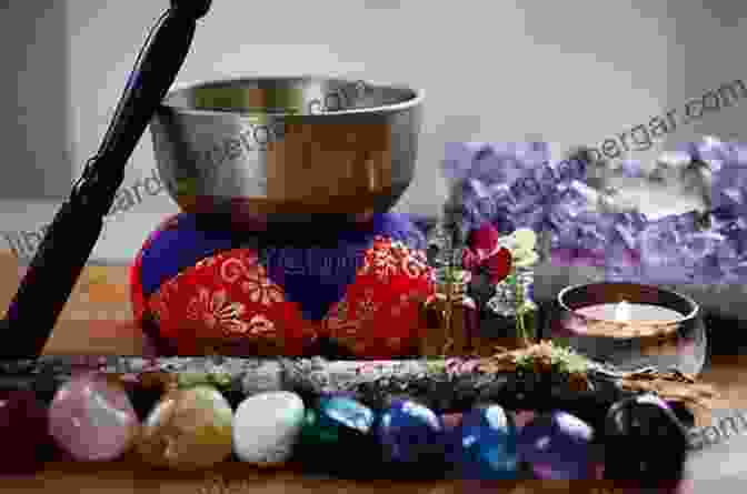 An Assortment Of Fresh Herbs And Polished Crystals On A Wooden Table Herbs And Crystals DIY: Use Plant Medicine And Crystal Energy To Heal The Mind And Body