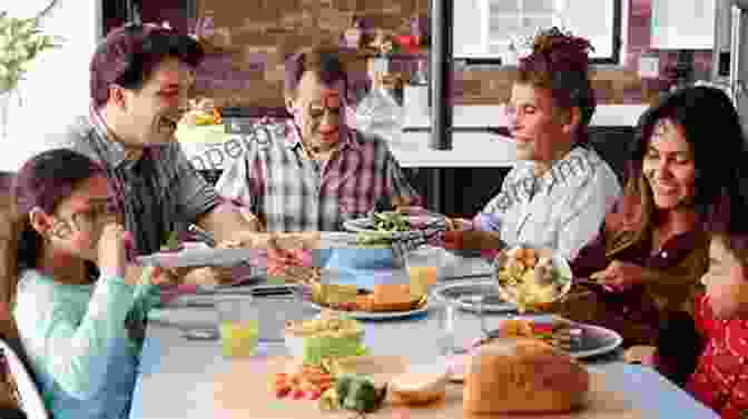 Family Sitting Around A Table With Simple Food Eating Together: Food Friendship And Inequality