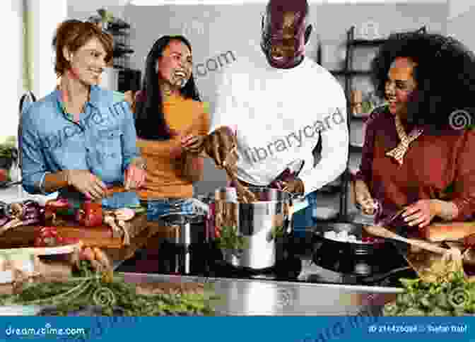 Group Of Friends Cooking And Laughing Eating Together: Food Friendship And Inequality