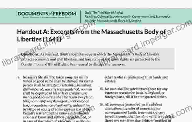 Image Showing A Copy Of The Massachusetts Body Of Liberties, A Legal Code Adopted By Puritan Colonists The ABCs Of Crime And Punishment In Puritan New England